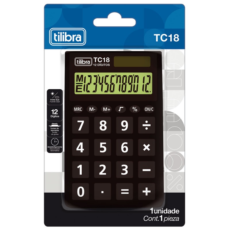 CALCULADORA BOLSO TC18 - PRETA